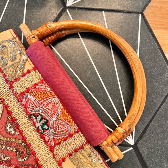 Pink Indian Embroidered Bollywood Boho Handbag - Picture 2 of 5